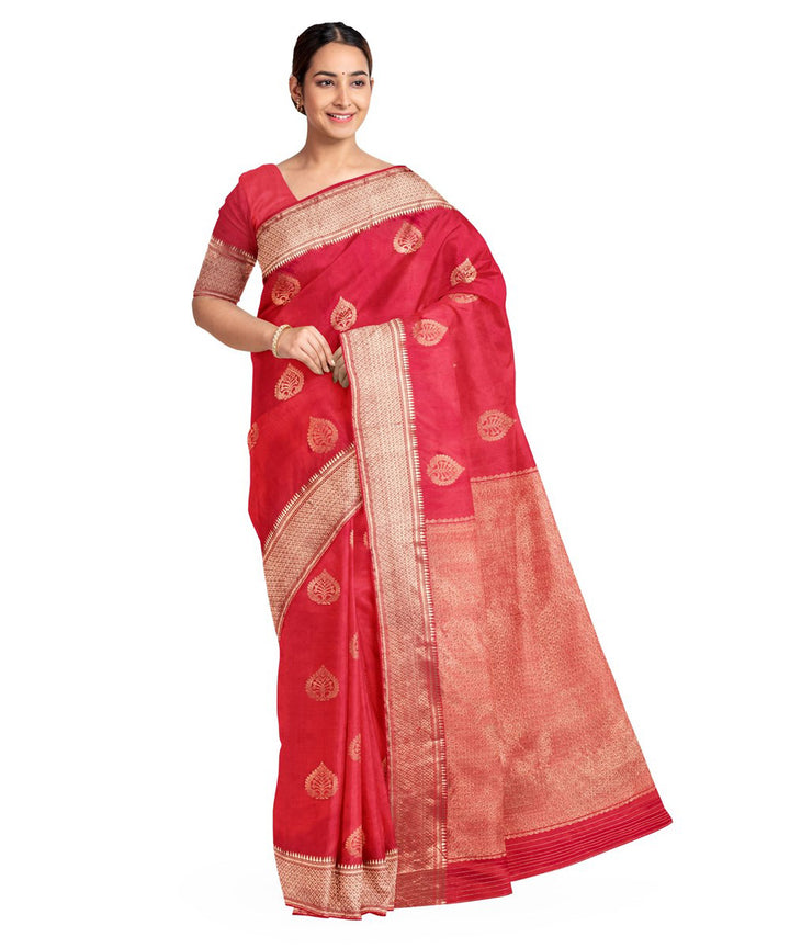 Biswa bangla red baluchari silk saree