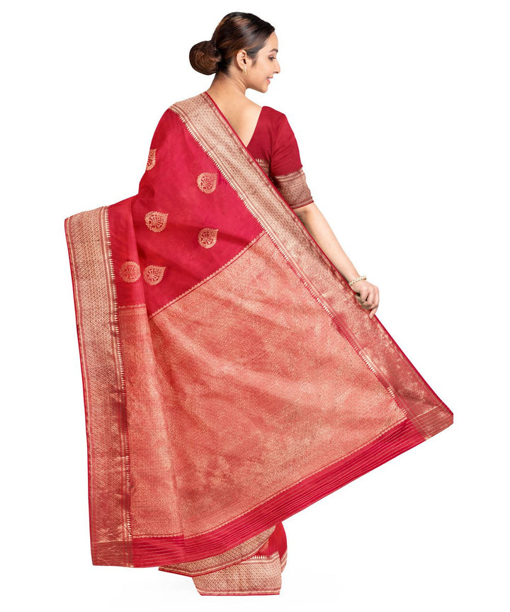 Biswa bangla red baluchari silk saree