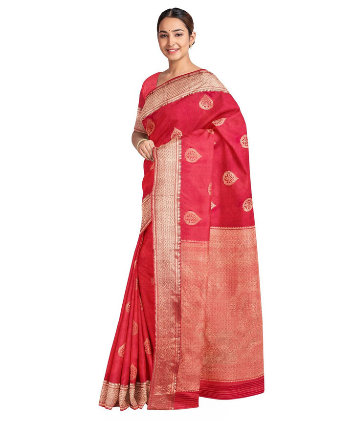 Biswa bangla red baluchari silk saree