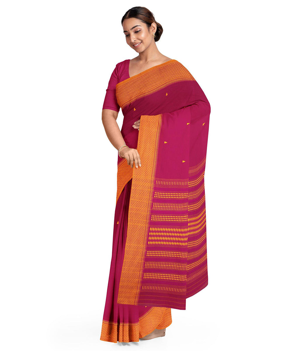 Biswa bangla pink handwoven begumpuri cotton saree