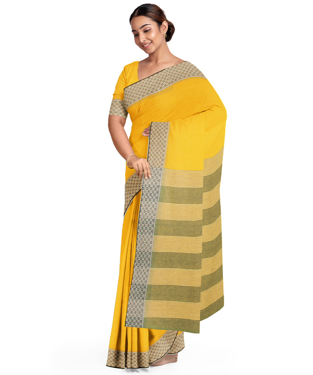 Biswa bangla yellow begumpuri cotton handloom saree