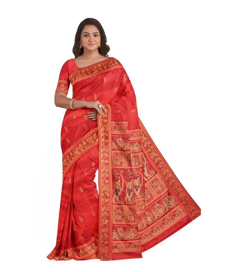 Red bengal silk handloom baluchari saree