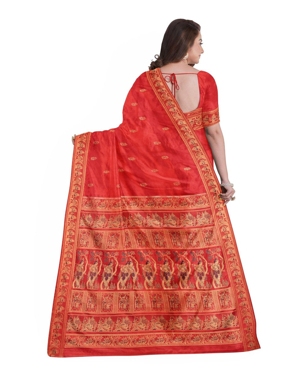 Red bengal silk handloom baluchari saree