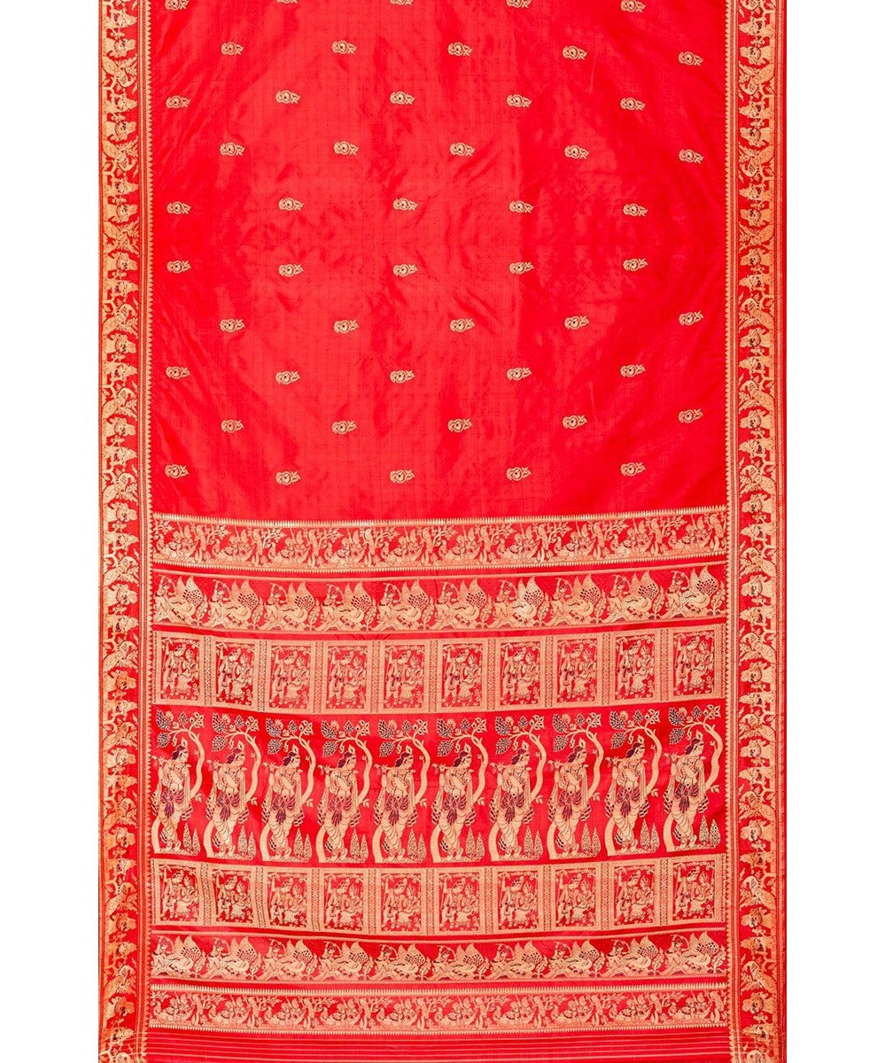 Red bengal silk handloom baluchari saree