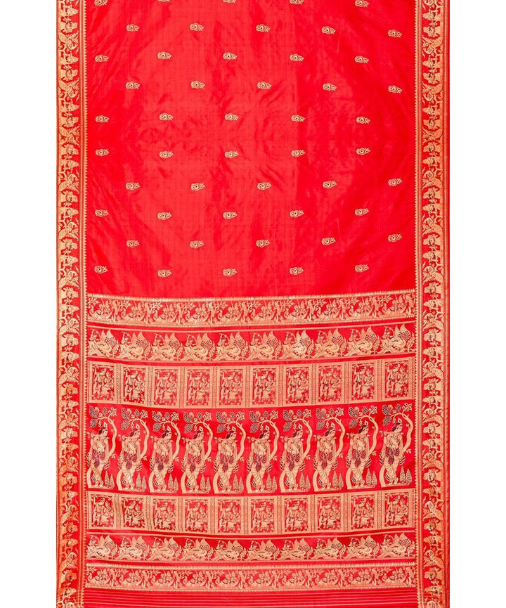 Red bengal silk handloom baluchari saree