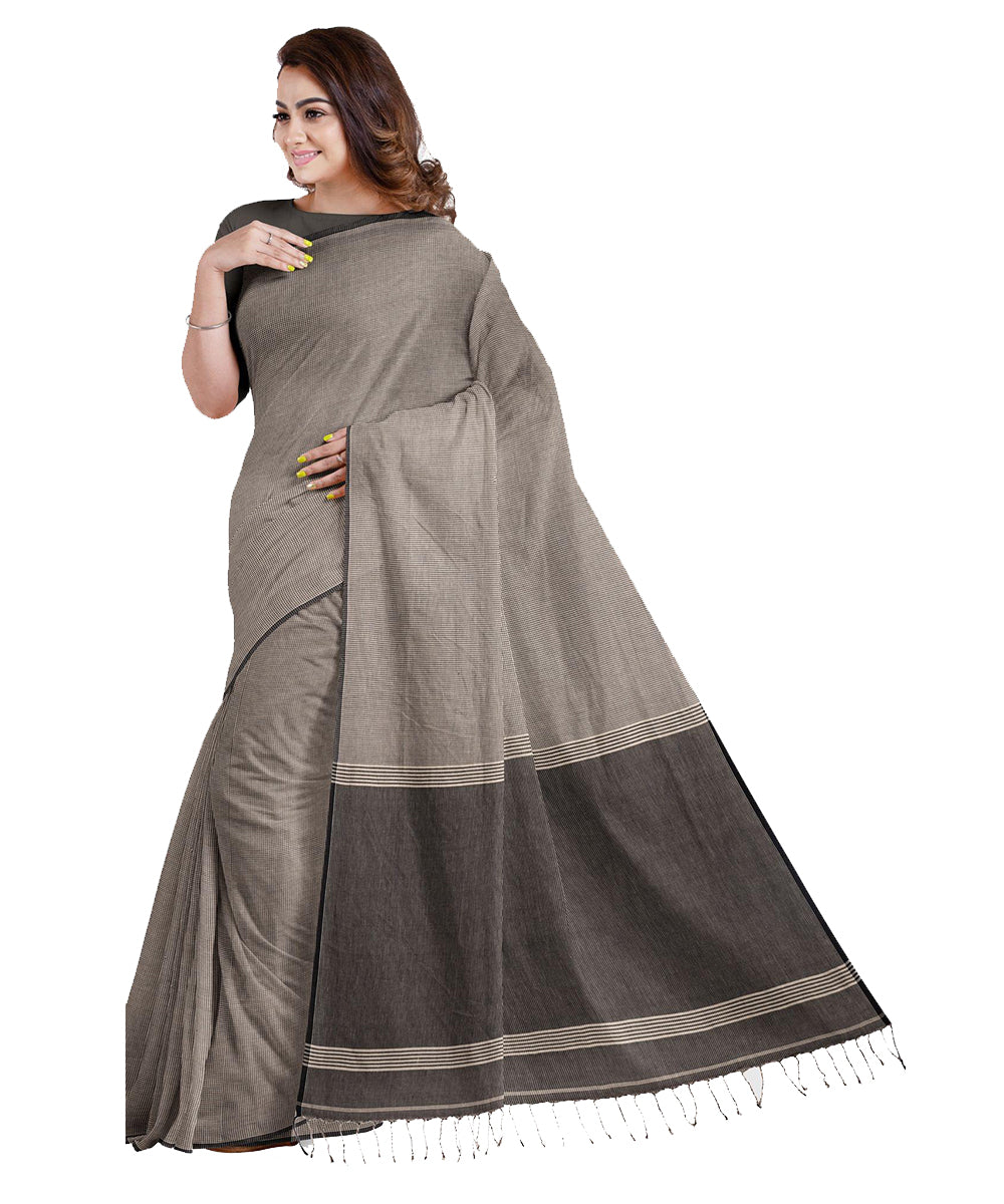 Biswa bangla grey tangail silk handloom saree
