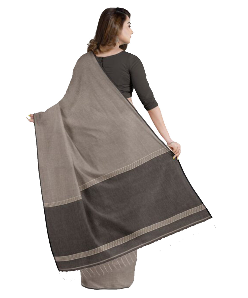 Biswa bangla grey tangail silk handloom saree