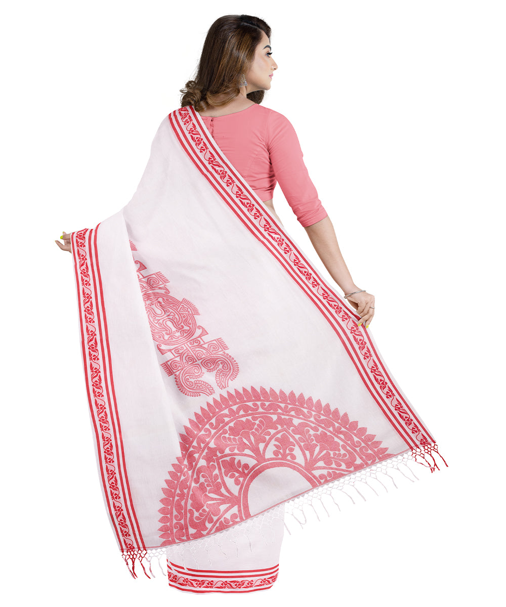 Biswa bangla whitetangail cotton handloom saree