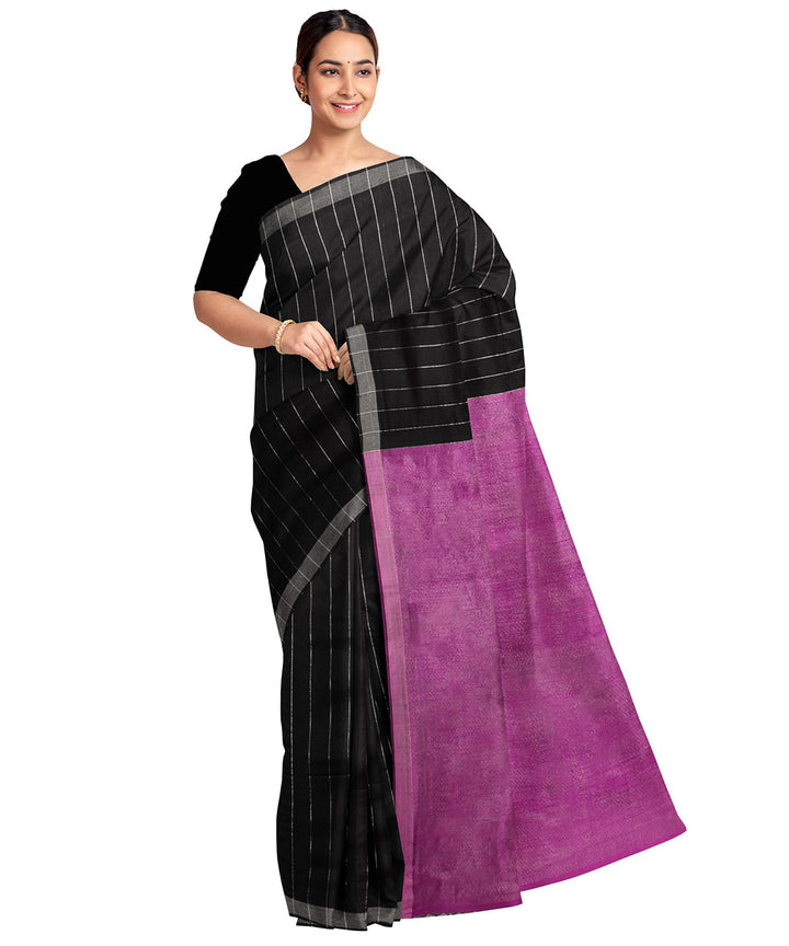 Biswa bangla black purple tangail zari silk saree