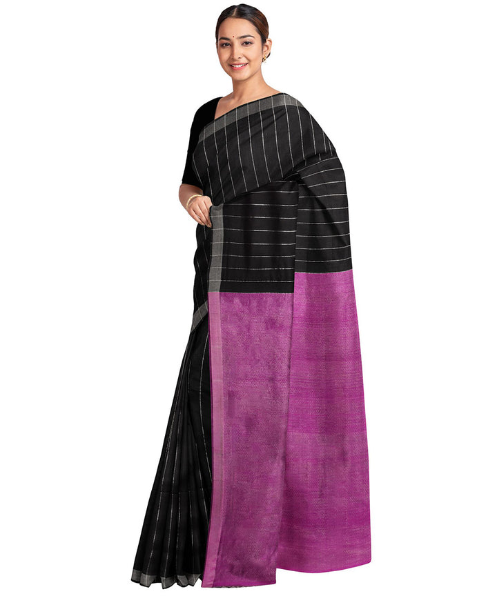 Biswa bangla black purple tangail zari silk saree