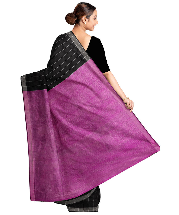 Biswa bangla black purple tangail zari silk saree