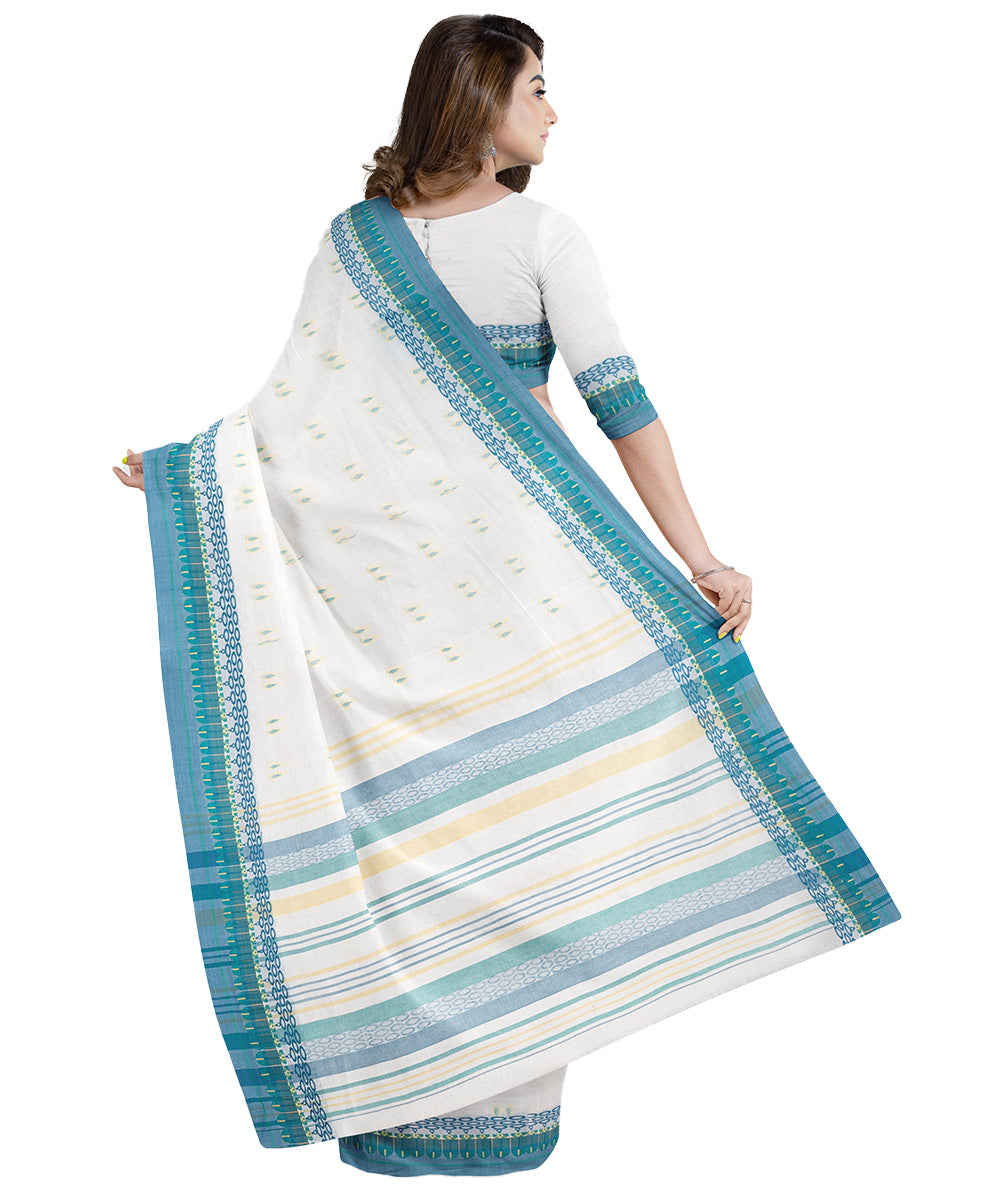 Biswa bangla white tangail cotton handwoven saree