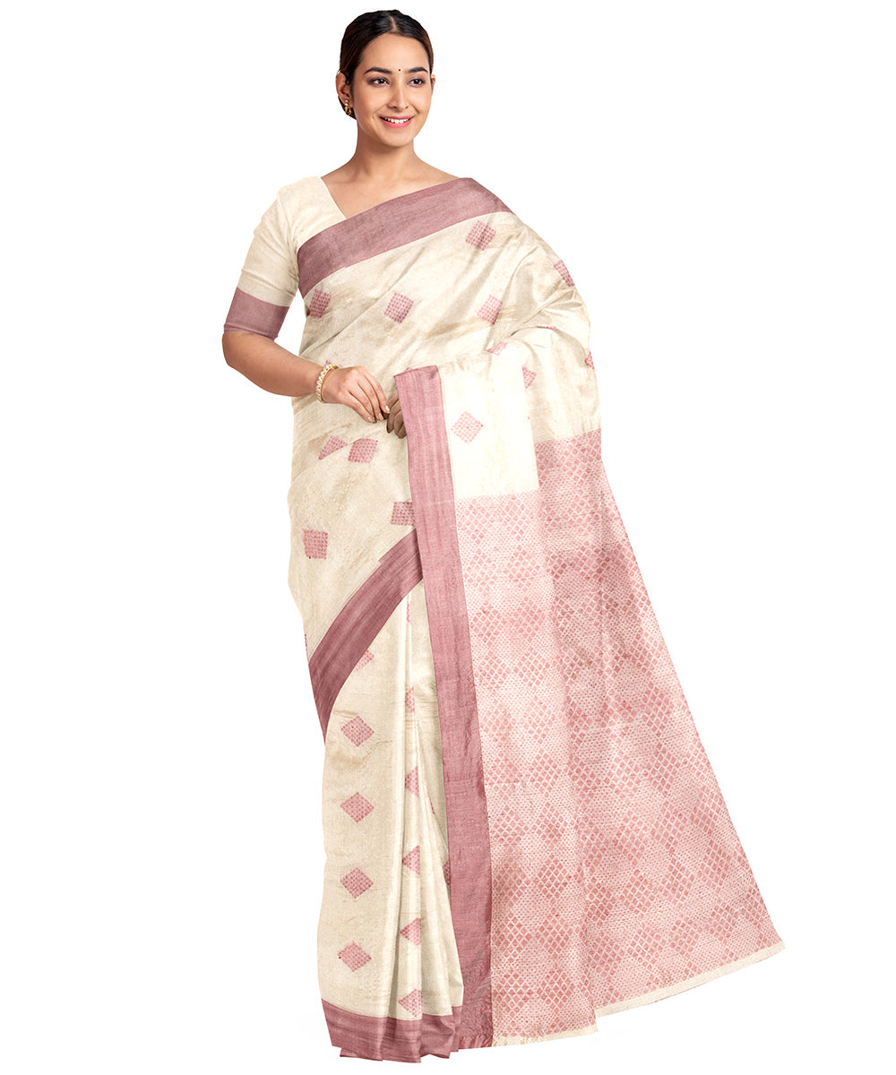Biswa bangla cream tangail matka silk saree