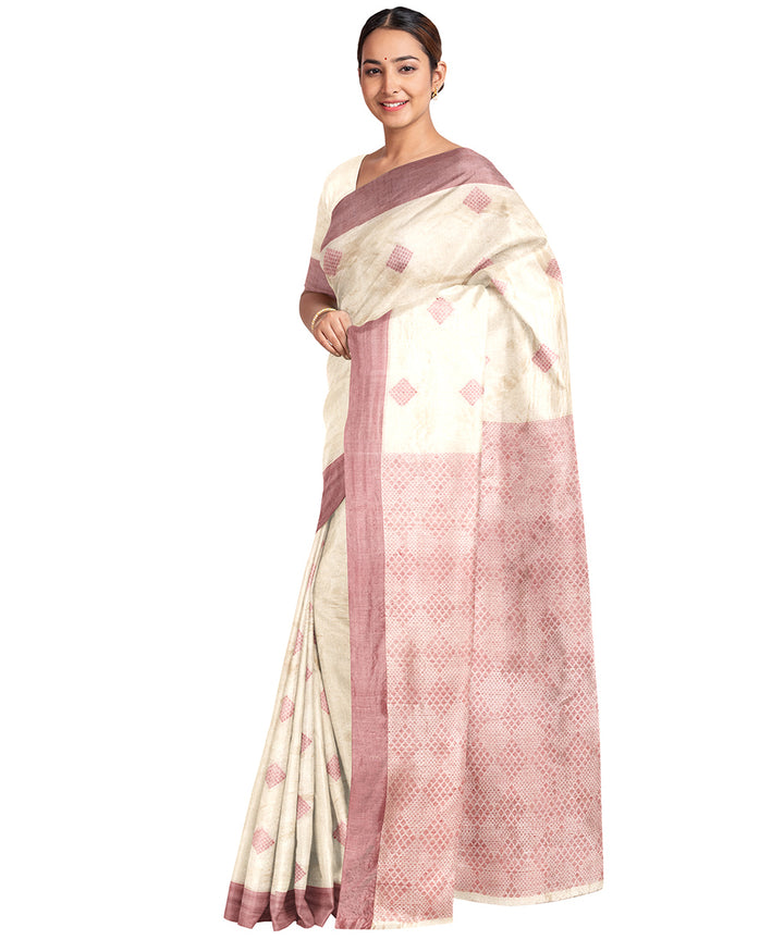 Biswa bangla cream tangail matka silk saree