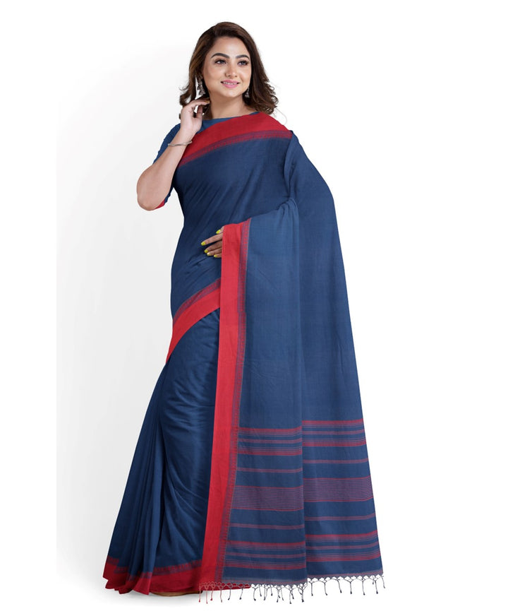 Indigo red bengal cotton handloom tangail saree