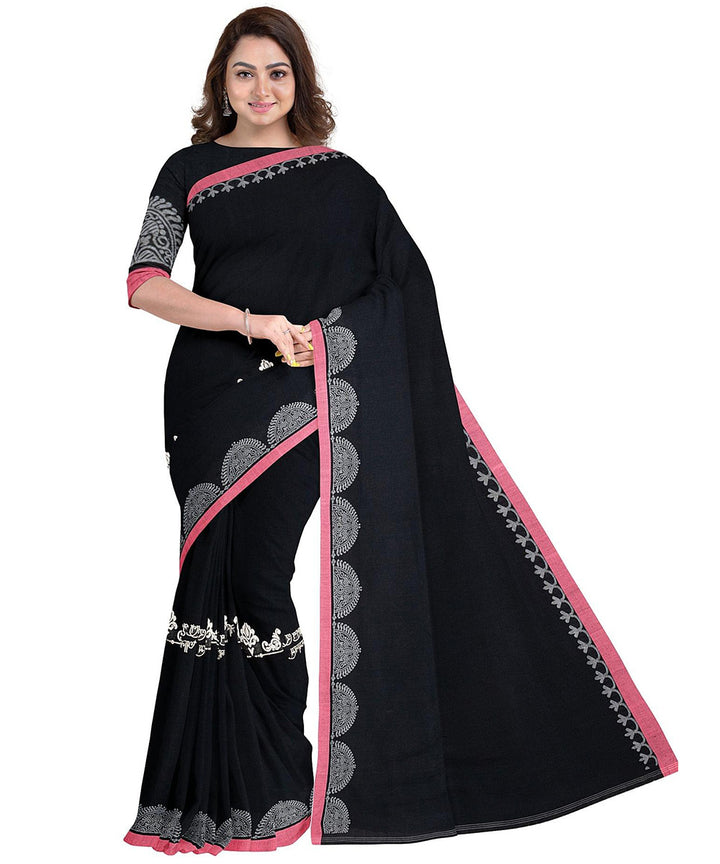 Biswa bangla black tangail cotton saree