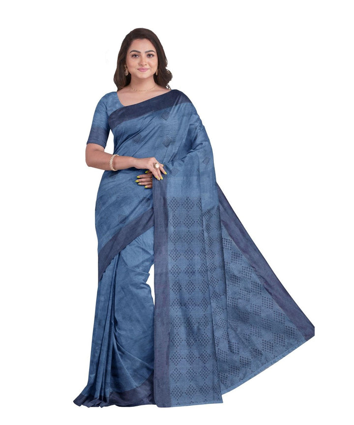 Indigo biswa bangla tussar silk handloom tangail saree