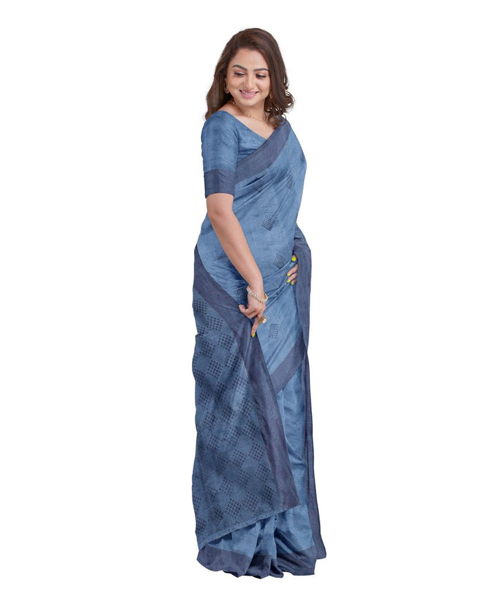 Indigo biswa bangla tussar silk handloom tangail saree