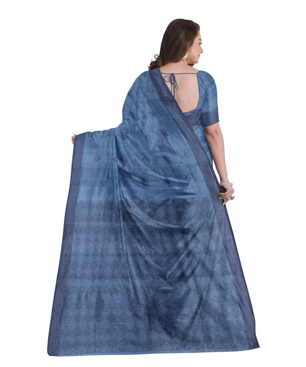 Indigo biswa bangla tussar silk handloom tangail saree