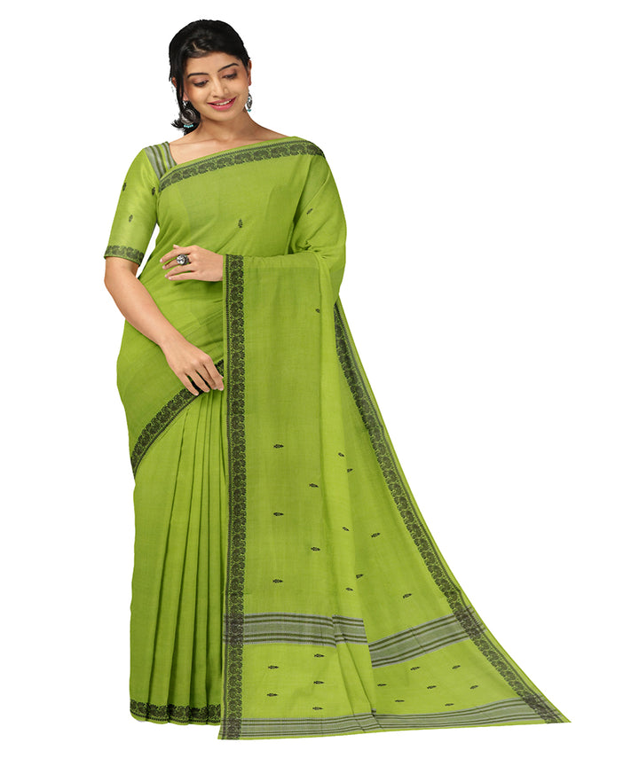 Lime green cotton handwoven bandar saree