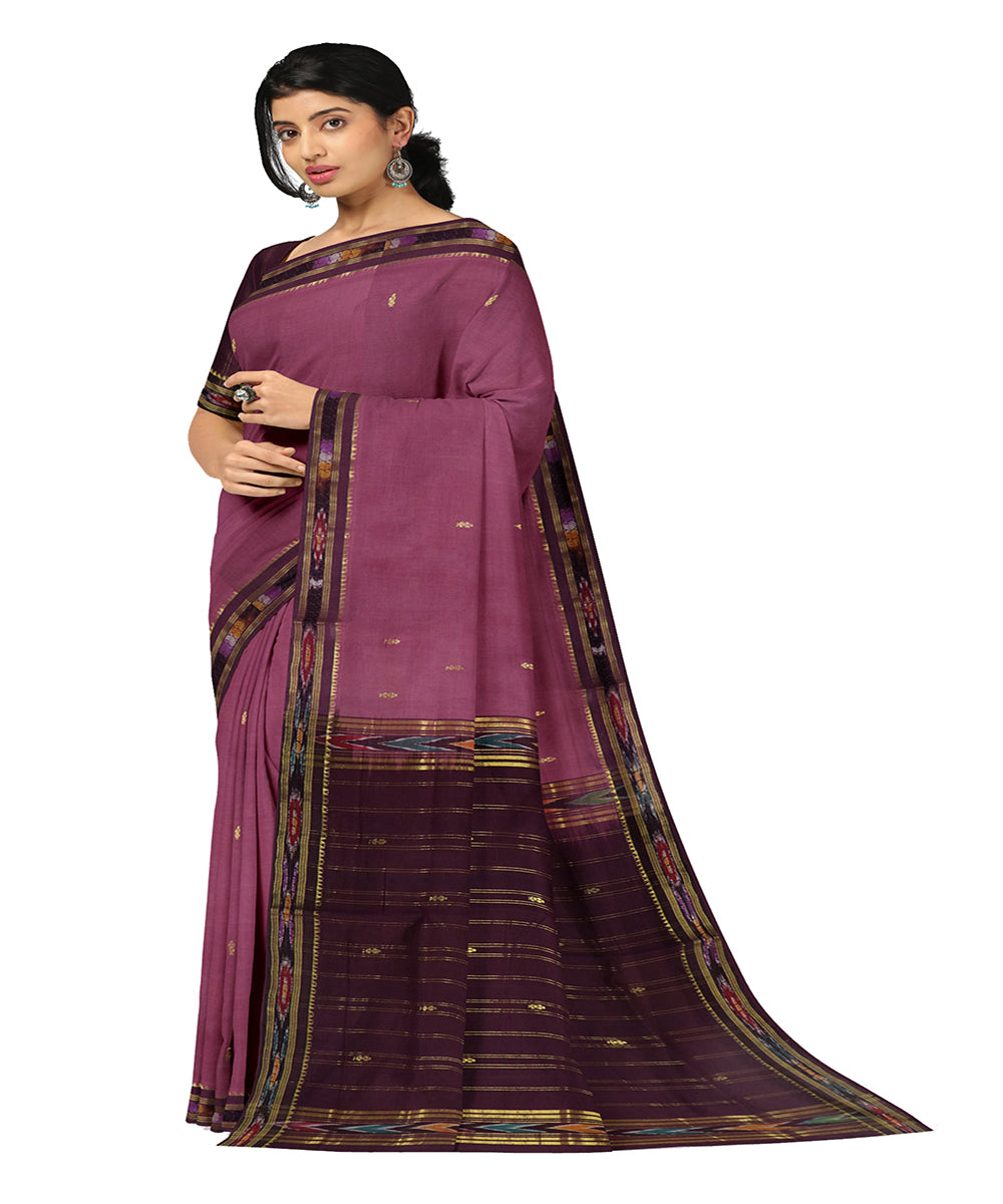 Violet purple cotton handwoven bandar saree