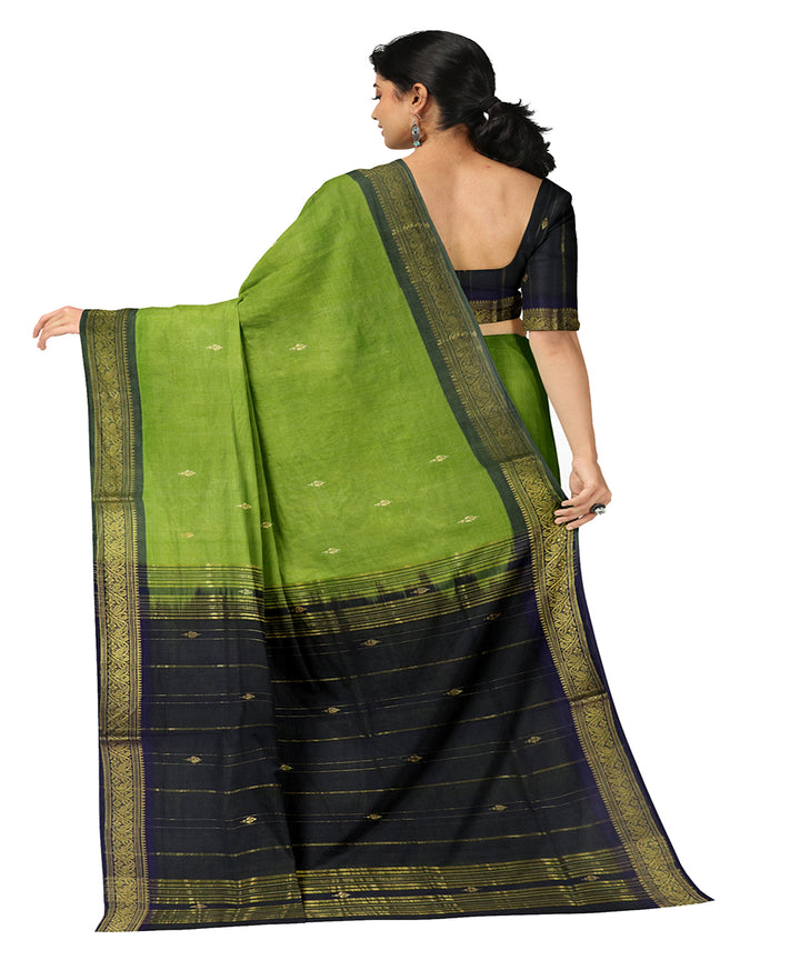 Light green cotton handwoven bandar saree