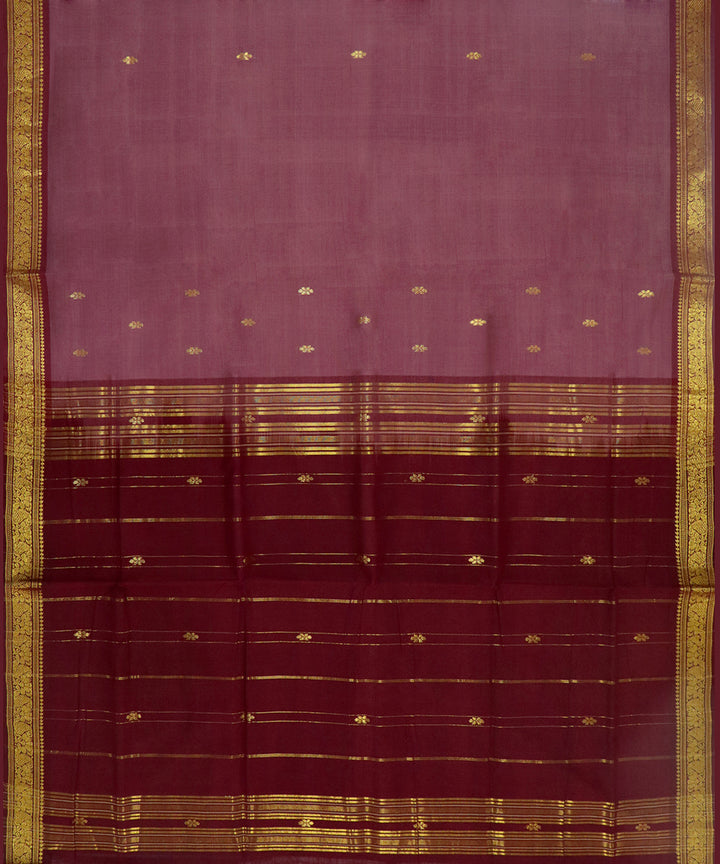 Magenta maroon cotton handwoven bandar saree