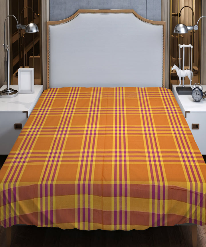 Orange yellow handloom cotton double bed bedsheet