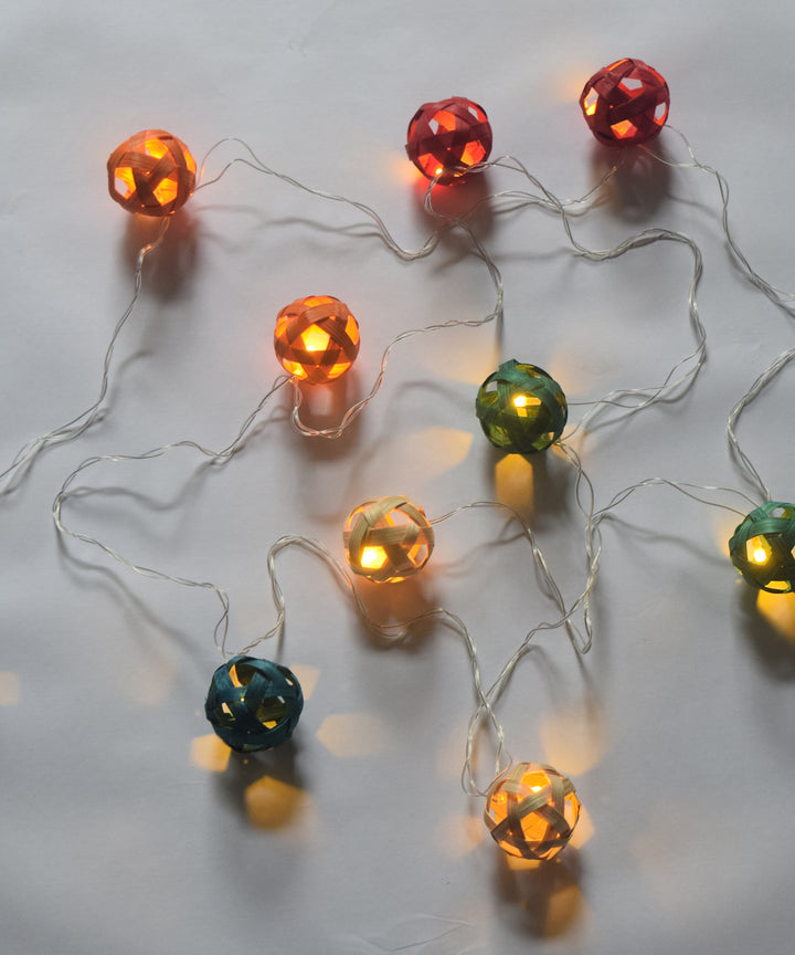 Multicoloured star full moon handcrafted bamboo string light