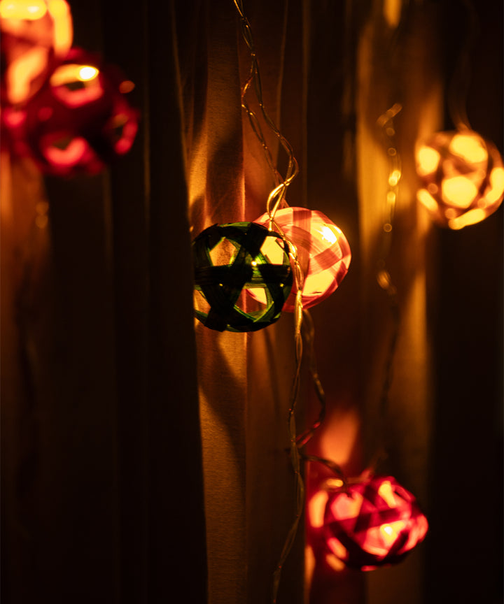 Multicoloured star full moon handcrafted bamboo string light