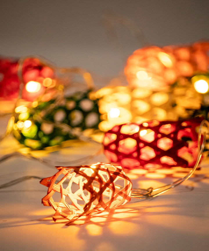 Multicoloured bell handcrafted bamboo string light