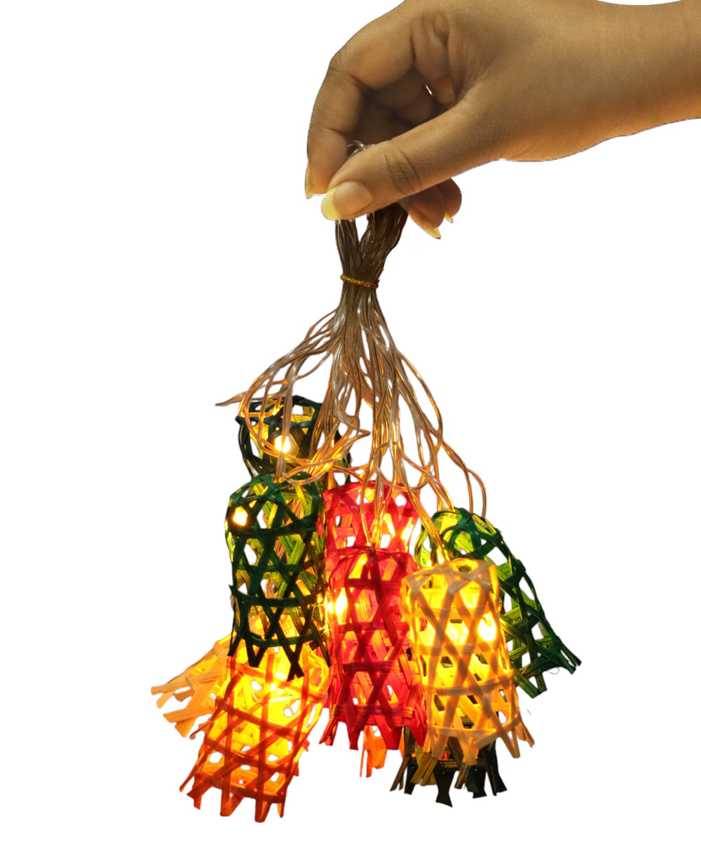 Multicoloured bell handcrafted bamboo string light