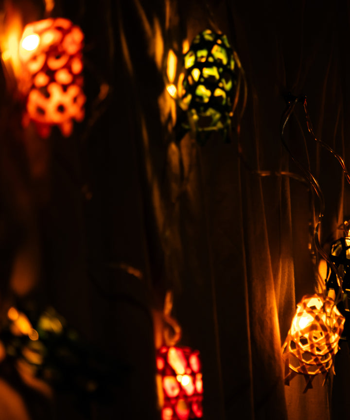 Multicoloured bell handcrafted bamboo string light