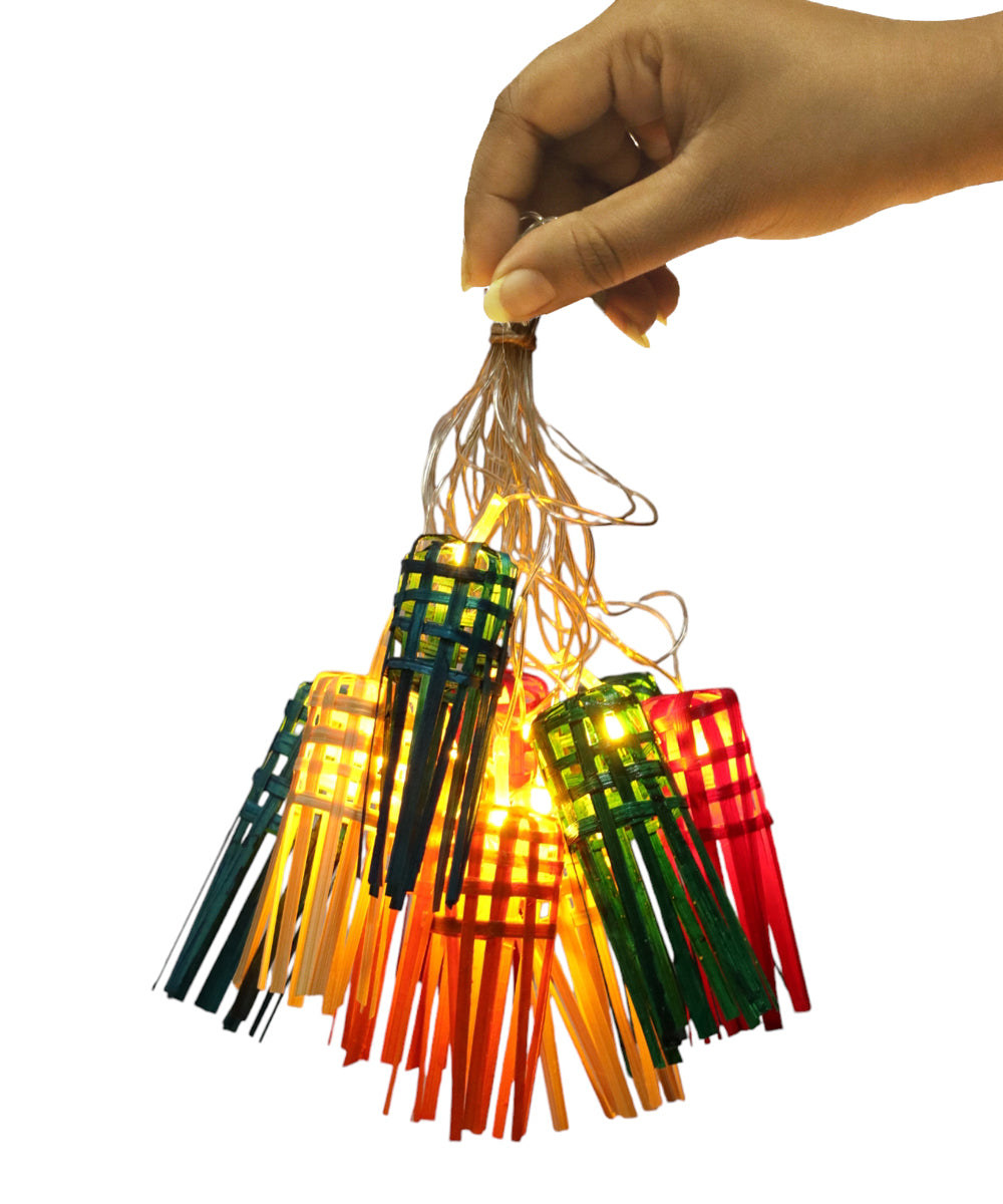 Multicoloured frill handcrafted bamboo string light