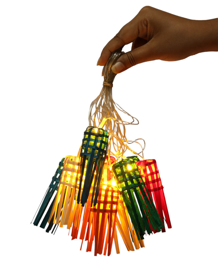 Multicoloured frill handcrafted bamboo string light