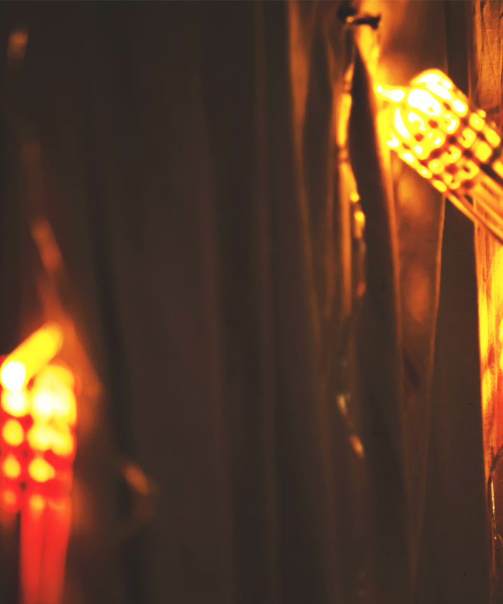 Multicoloured frill handcrafted bamboo string light