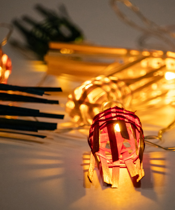 Multicoloured frill handcrafted bamboo string light