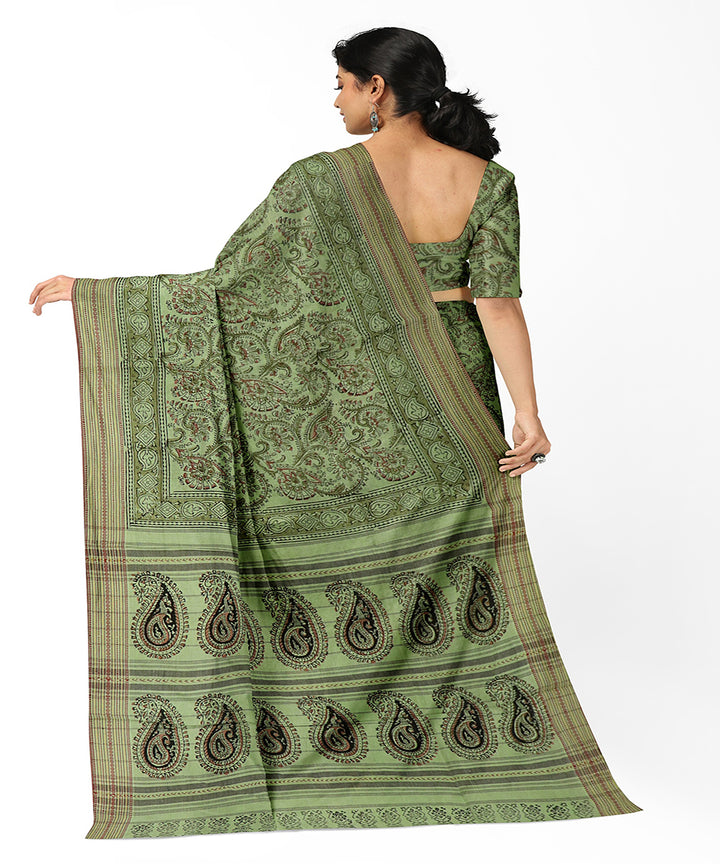 Green handloom cotton kalamkari saree