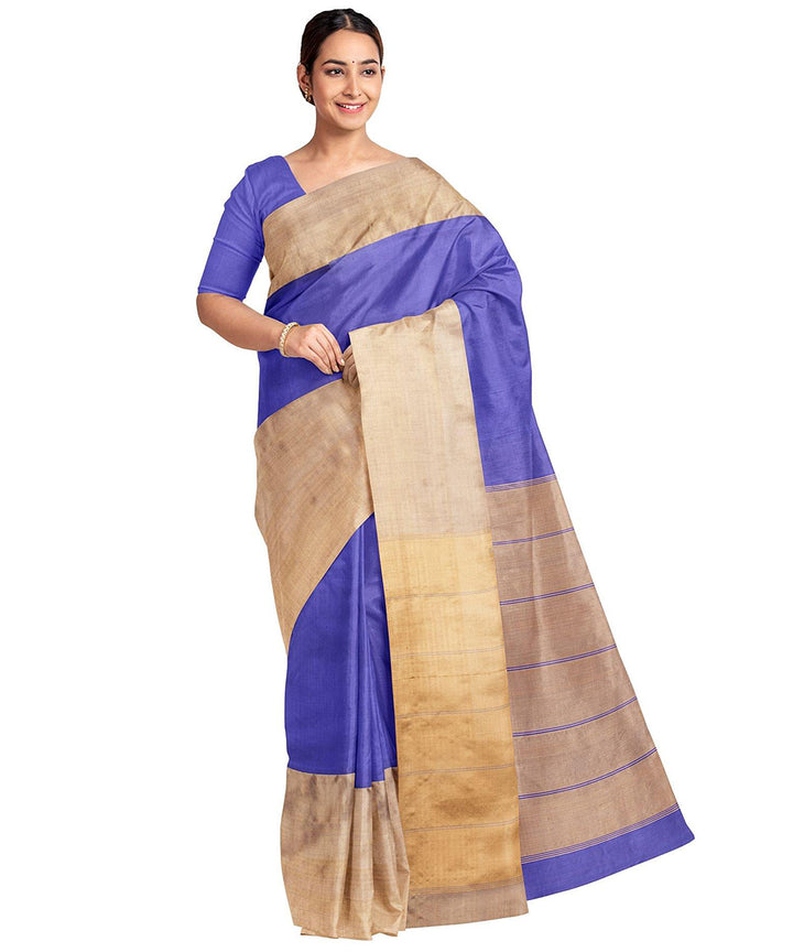 Biswa bangla blue garad silk saree handwoven saree