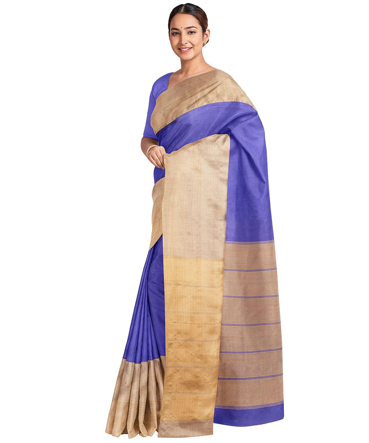 Biswa bangla blue garad silk saree handwoven saree