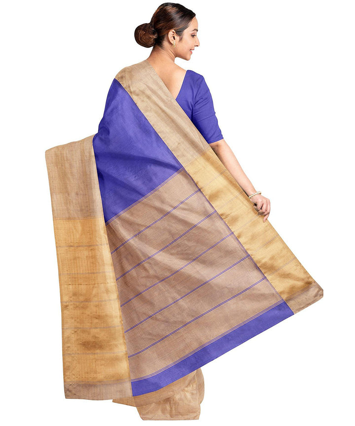 Biswa bangla blue garad silk saree handwoven saree