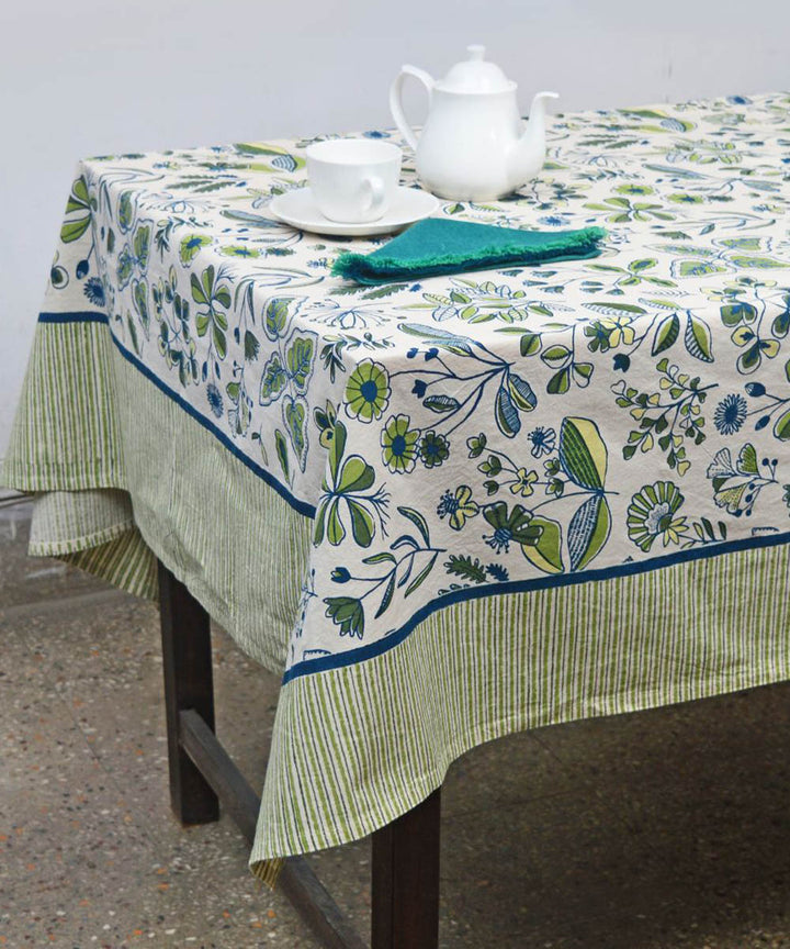 Multicolor hand block print cotton table cover