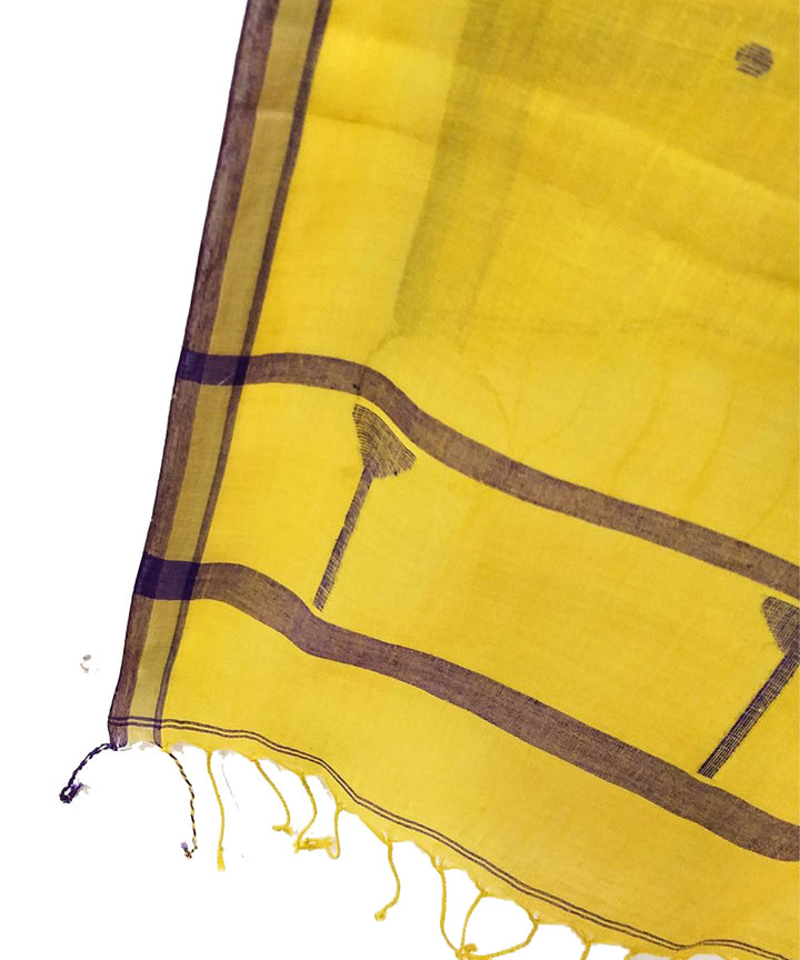 Mustard handwoven cotton jamdani stole