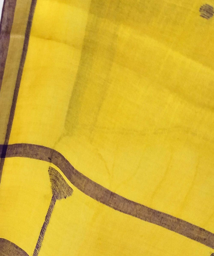 Mustard handwoven cotton jamdani stole