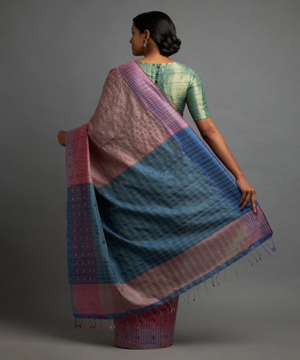Blush pink tussar silk hand woven chhattisgarh kosa saree