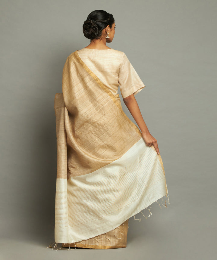 Natural gold tussar silk hand woven chhattisgarh kosa saree