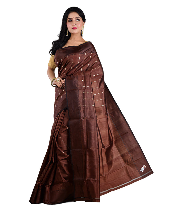 Brown handwoven silk saree