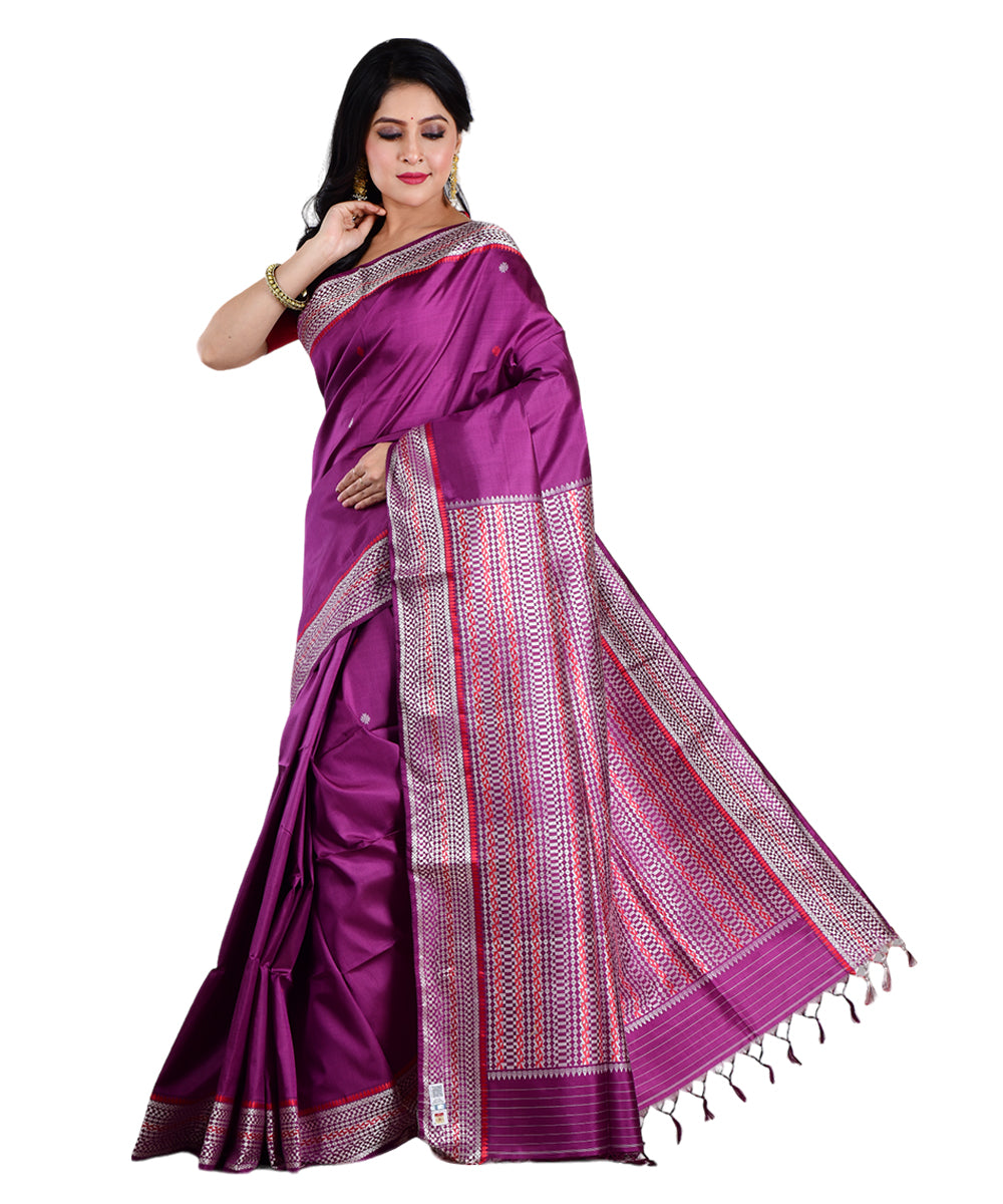 Purple handwoven silk saree