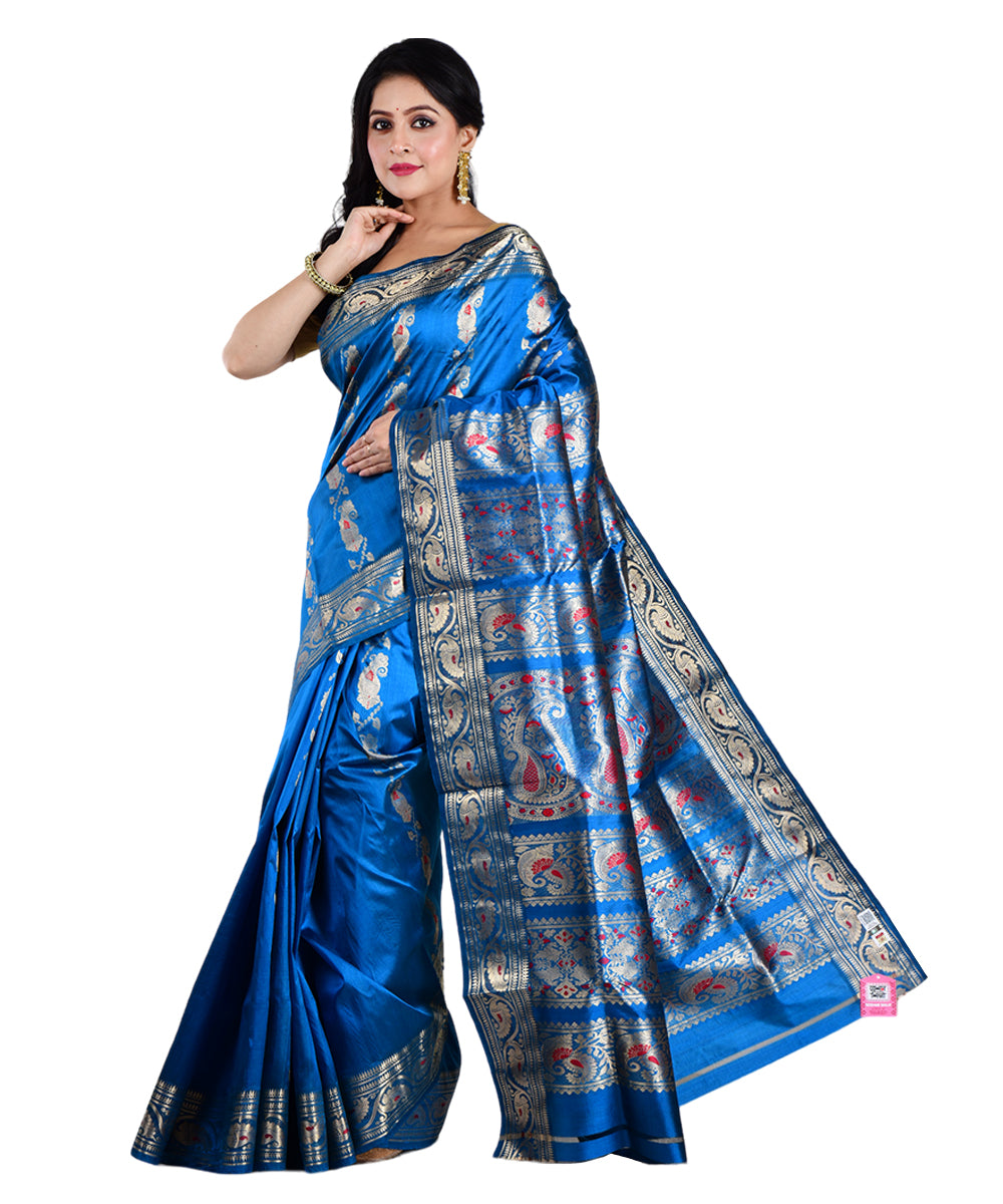 Navy blue handloom silk saree