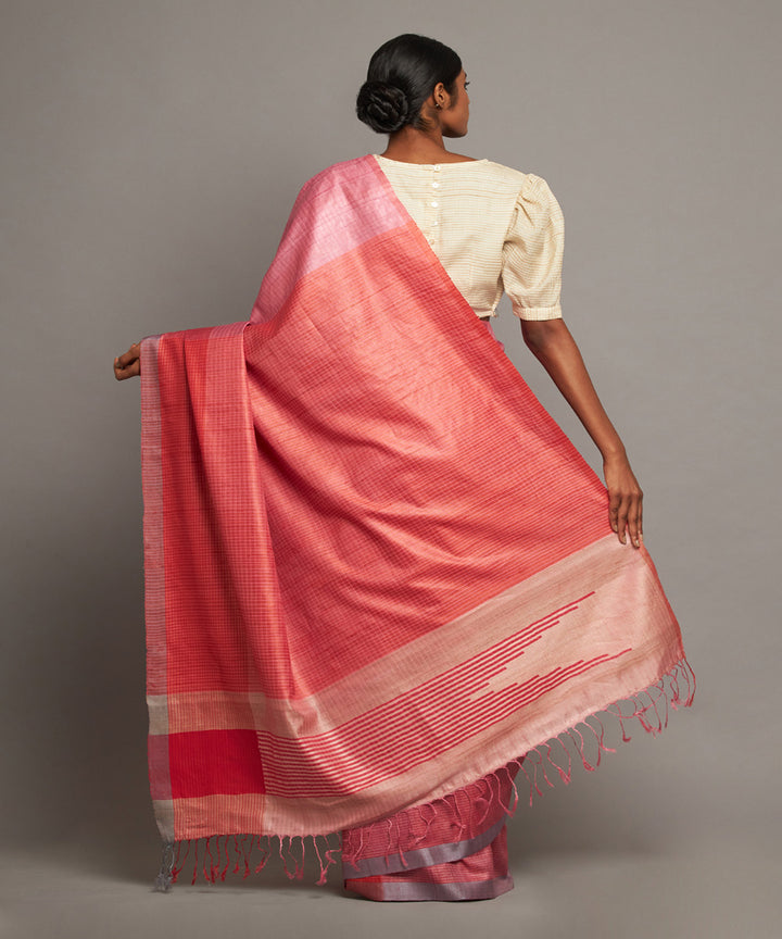 Pink tussar silk handwoven chhattisgarh kosa saree